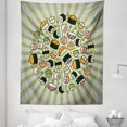 thumbnail image 1 of Sushi Tapestry, Japanese Manga Style Delicious Sushi Rolls Arranged in Circular Shape on Radial Lines, Fabric Wall Hanging Decor for Bedroom Living Room Dorm, 5 Sizes, Multicolor, by Ambesonne, 1 of 1
