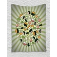 thumbnail image 1 of Sushi Tapestry, Japanese Manga Style Delicious Sushi Rolls Arranged in Circular Shape on Radial Lines, Wall Hanging for Bedroom Living Room Dorm Decor, 60W X 80L Inches, Multicolor, by Ambesonne, 1 of 2