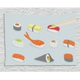 thumbnail image 1 of Sushi Tapestry, Oriental Asian Snacks as Nigiri Maki and Tobiko Rolls in the Style of Flat Design, Wall Hanging for Bedroom Living Room Dorm Decor, 60W X 40L Inches, Multicolor, by Ambesonne, 1 of 2