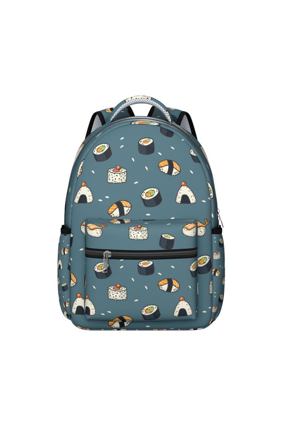 Sushi Themed Backpack - Stylish & Functional Bookbag for High School & College, Roomy Interior with Padded Laptop Sleeve, Perfect Gift for Sushi Lovers