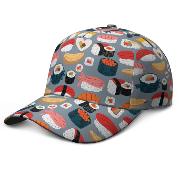 Sushi Trucker Hat Washed Cap for Women Men Hiking Jogging