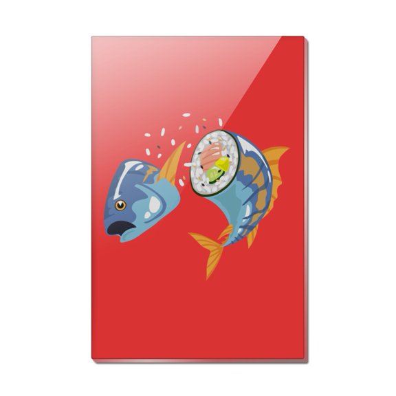 Sushi Tuna Fish Yellowtail Roll Rectangle Acrylic Fridge Refrigerator Magnet