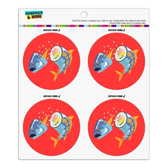 Sushi Tuna Fish Yellowtail Roll Refrigerator Fridge Locker Vinyl Circle Magnet Set