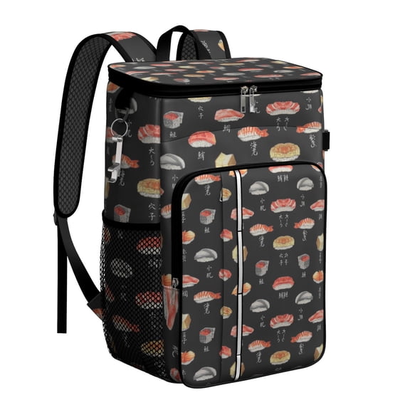 Sushi and Wasabi Themed Insulated Cooler Backpack, Leakproof Lunch Bag for BBQ, Hiking, and Beach Days