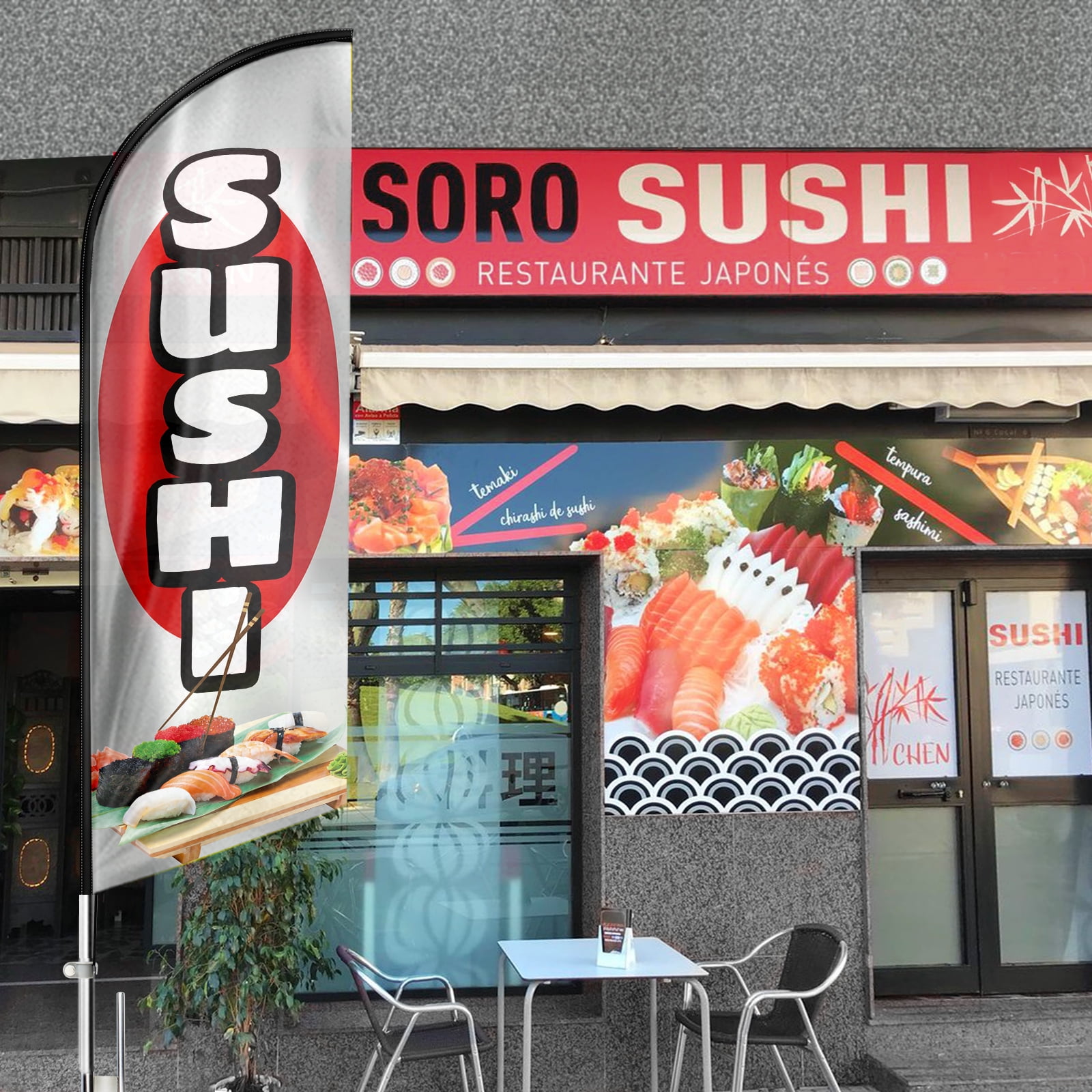 Sushi business Flag, 8FT Sushi Advertising Feather Flag,Sushi Banner