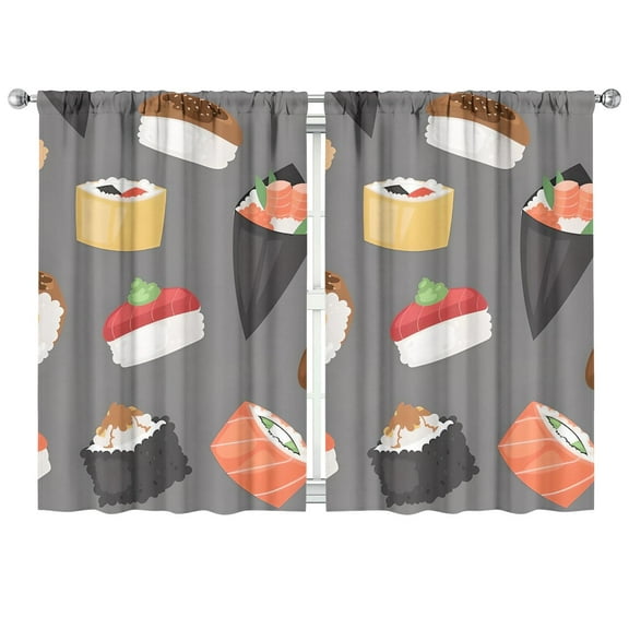 Sushi9 (4) Curtains-blackout Curtains Bedroom Decor Living Room Darkening Grommet Window Drapes 2 Panels Set 42"x 63"