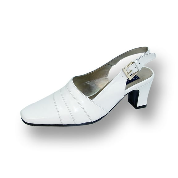 Susie Women Wide Width Leather Slingback Pump WHITE 7