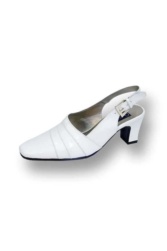 Susie Women Wide Width Leather Slingback Pump WHITE 7