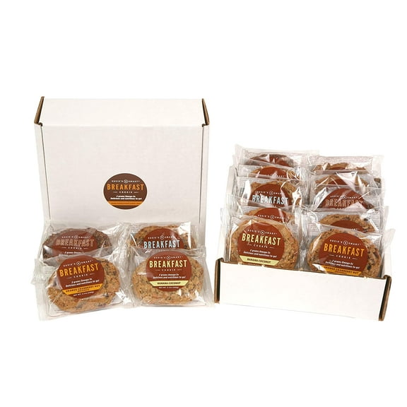 Susie's Smart Breakfast Cookie Mixed Box of 12 Breakfast Cookies, (3) Orange, Cranberry Nut; (3) Gingered Apple; (3) Banana Coconut; (3) Cocoa, 3.5 Ounce