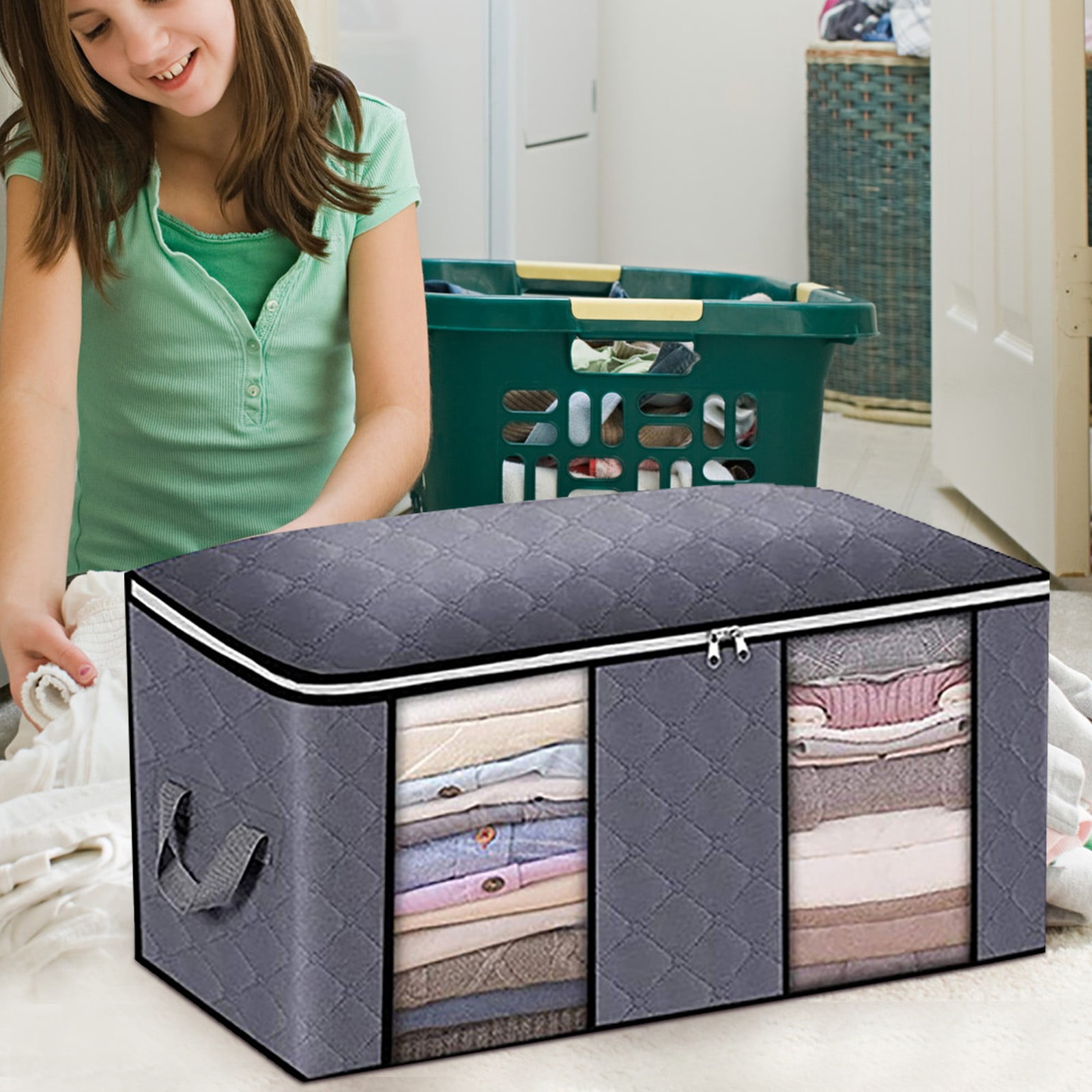 Susoonfo Storage Bag Large Storage Bag 90L, Foldable Underbed Clothes
