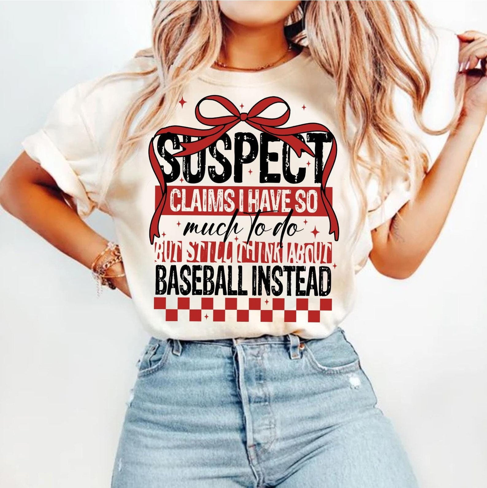 Suspect Claims Shirt, But Still Think About Baseball Shirt, Retro Baseball Tee, Baseball Coquette Bow Shirt, Game Day Shirt