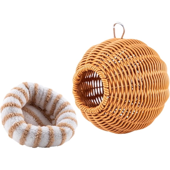 Suspended Bird Nest, Chew-Resistant Steel Frame, Breathable and Washable Small Bird Bed for Cage, Warm Nest for Canary, Lovebird, Budgie, Finch (xxw)