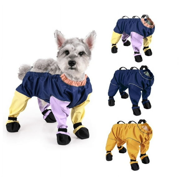 Suspender Boots for Dogs, Adjustable Soft Sole Dog Boot Leggings,Non-Slip Waterproof Pet Paw Protector for Medium Small Dogs Winter Snow Rain Hiking Walking Multicolor S