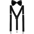 thumbnail image 1 of Suspender Bow Tie Set Clip On Y Shape Adjustable Braces, 80s Suspenders Shoulder Straps for Halloween Cosplay Party, 1 of 6