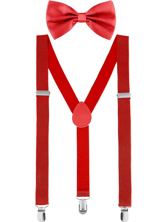 Suspender Bow Tie Set Clip On Y Shape Adjustable Braces, Suspenders Shoulder Straps for Halloween Cosplay Party