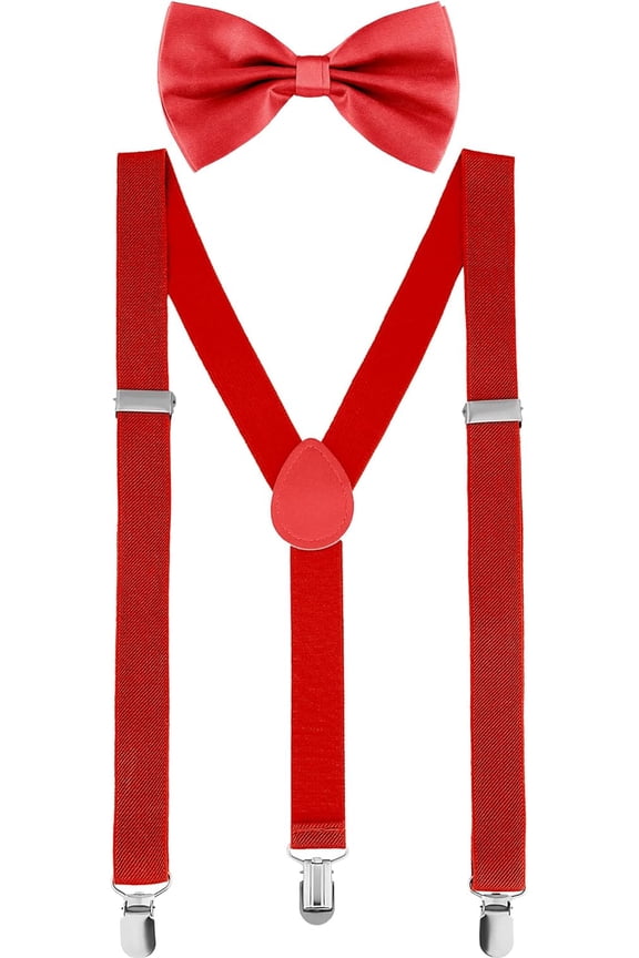 Suspender Bow Tie Set Clip On Y Shape Adjustable Braces, Suspenders Shoulder Straps for Halloween Cosplay Party