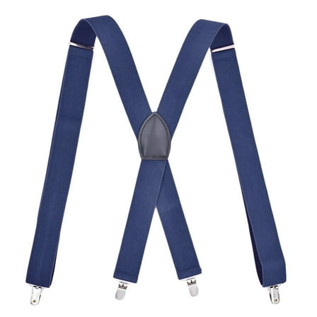 Suspender Braces Classic Elastic Mens Dress Suspenders w/Adjustable Straps - Luxury Clip On Suspenders for Men Regular (Navy)