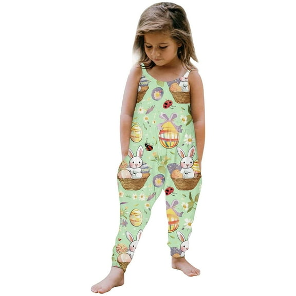Suspender Overalls for Baby Girls Bunny Rabbit Easter Romper Sleeveless Onesies Sibling Matching Outfits Easter Onesies Pulloverr Clothes Trendy Clothes #Khaki 18-24 Months