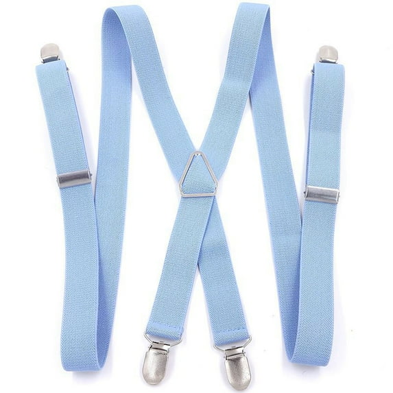 Suspender Pants Strap Photography Women Men Casual Elastic Crossover Trousers Brace Belt Clip for 160-195cm Height Banquet Party Sky blue