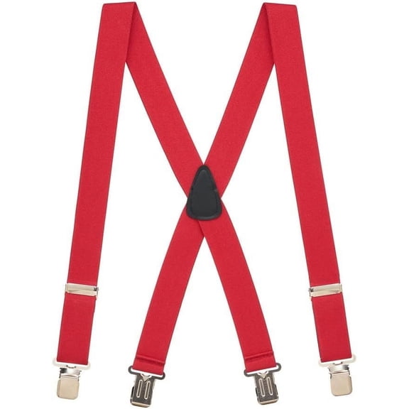 Suspender Store 1.5 Inch Wide Construction Clip Suspenders - RED 42" for 5'0" to 5'9" tall