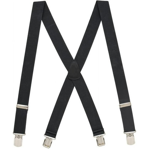 Suspender Store 1.5 Inch Wide Pin Clip Suspenders - BLACK 42" for 5'0" to 5'9" tall