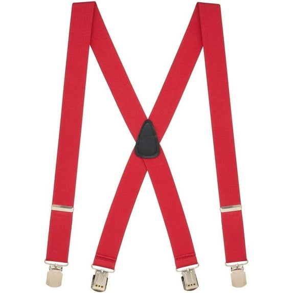 Suspender Store 1.5 Inch Wide Pin Clip Suspenders - RED 48" for 5'9" to 6'2" tall
