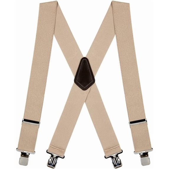 Suspender Store 2 Inch Wide Clip Suspenders - TAN 48" for 5'9" to 6'2" tall