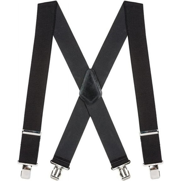 Suspender Store 2 Inch Wide Construction Clip Suspenders - BLACK 42" for 5'0" to 5'9" tall