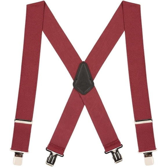 Suspender Store 2 Inch Wide Construction Clip Suspenders - BURGUNDY 42" for 5'0" to 5'9" tall