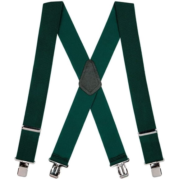 Suspender Store 2 Inch Wide Construction Clip Suspenders - GREEN 48" for 5'9" to 6'2" tall