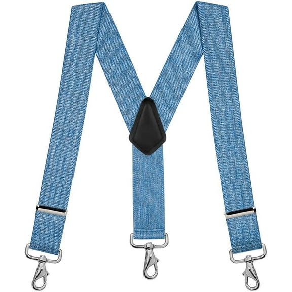 Suspender Store 2 Inch Wide Trigger Snap Suspenders - DENIM 48" for 5'9" to 6'2" tall