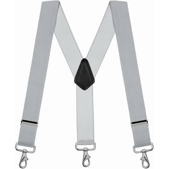 Suspender Store 2 Inch Wide Trigger Snap Suspenders - LIGHT GREY 42" for 5'0" to 5'9" tall