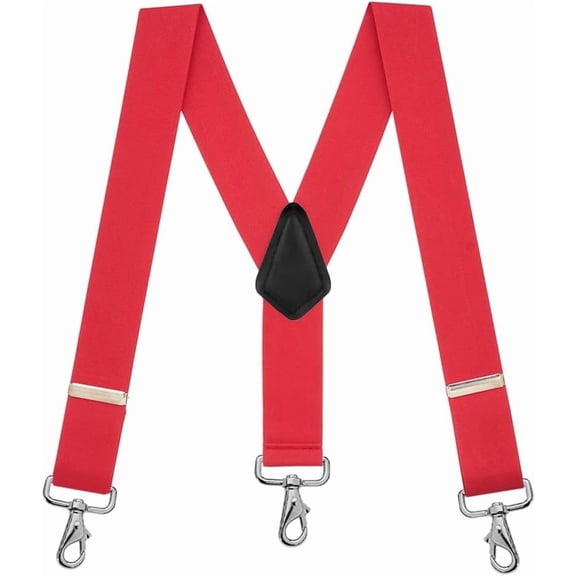 Suspender Store 2 Inch Wide Trigger Snap Suspenders - RED 48" for 5'9" to 6'2" tall