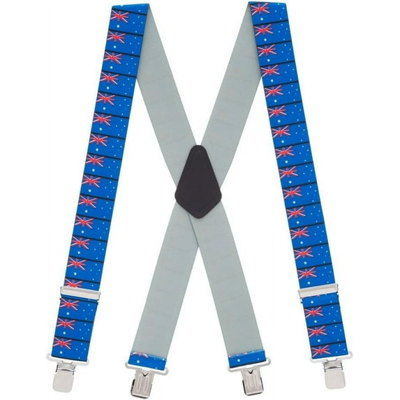 Suspender Store Australian Flag Suspenders - 2-Inch Wide Elastic - Clip - 3 Sizes