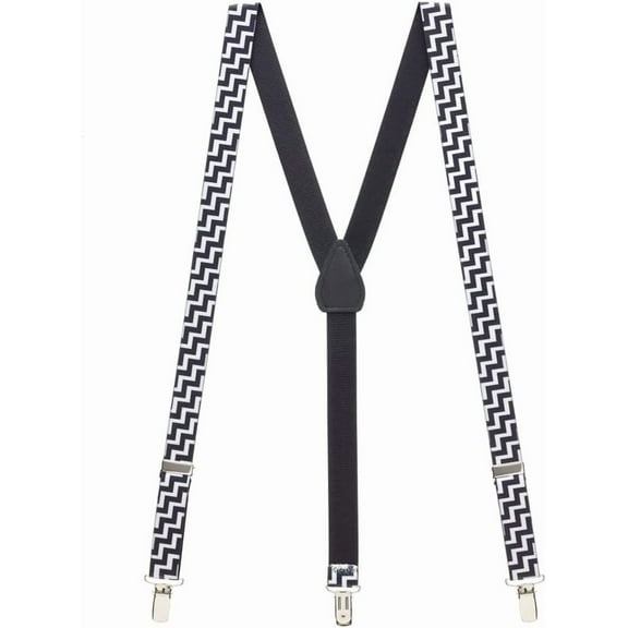 Suspender Store Black & White Checered Suspenders - 1-Inch Wide Elastic - Y-Back - Clip - 2 Sizes