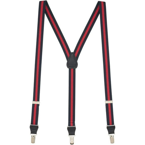 Suspender Store Dressy Striped Suspenders - 1-Inch Wide Elastic - Y-Back - Clip - 6 Colors & 3 Sizes