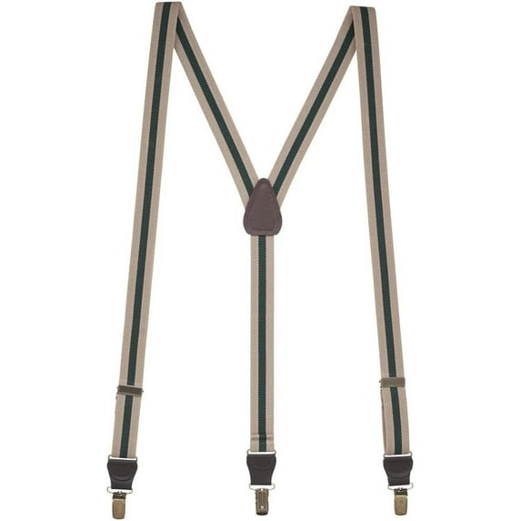 Suspender Store Dressy Striped Suspenders - 1-Inch Wide Elastic - Y-Back - Clip - 6 Colors & 3 Sizes