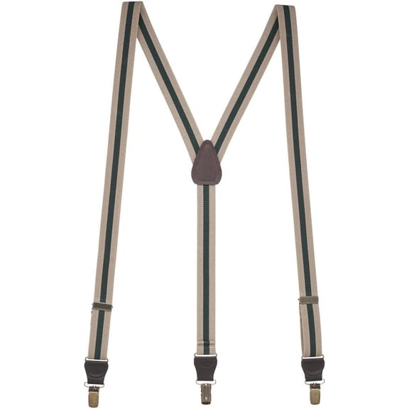 Suspender Store Dressy Striped Suspenders - 1-Inch Wide Elastic - Y-Back - Clip - 6 Colors & 3 Sizes