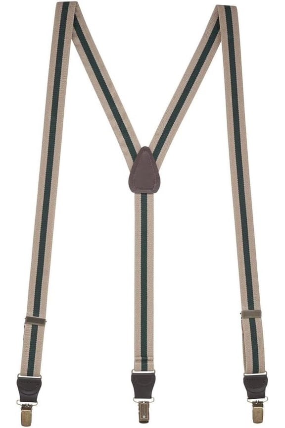 Suspender Store Dressy Striped Suspenders - 1-Inch Wide Elastic - Y-Back - Clip - 6 Colors & 3 Sizes