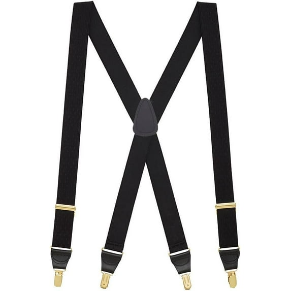 Suspender Store Mens Jacquard Petite Diamonds Clip Suspenders Black 48" for 5'9" to 6'2" tall