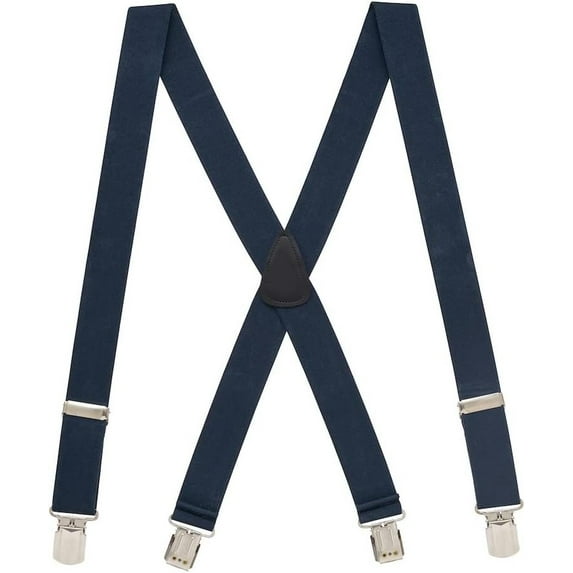 Suspender Store NAVY 1.5 Inch Wide Pin Clip Suspenders 48" for 5'9" to 6'2" tall