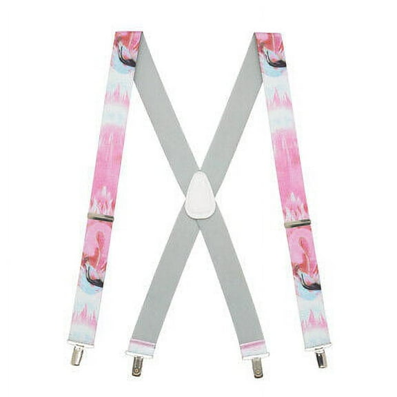 Suspender Store Novelty Flamingo Suspenders - 1.5-Inch Wide Elastic - X-Back - Clip - 3 Sizes