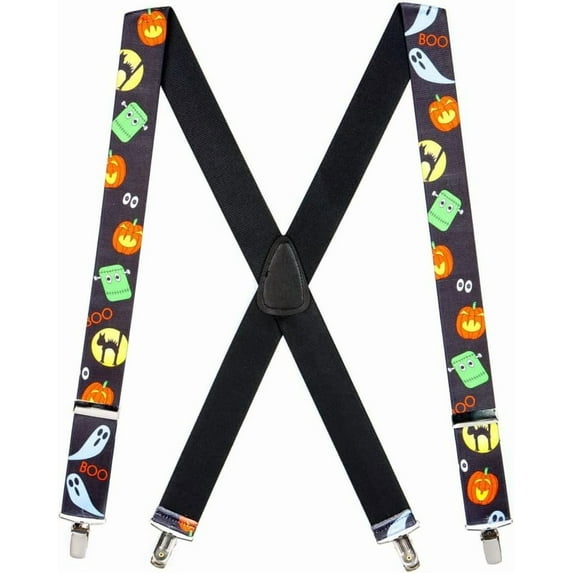 Suspender Store Novelty Halloween Suspenders - 1.5-Inch Wide Elastic - X-Back - Clip - 3 Sizes