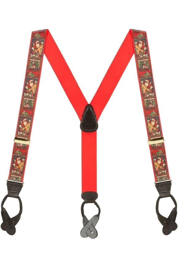 Suspender Store Novelty Kris Kringle Suspenders - 1.5-Inch Wide Elastic - Y-Back - Button - 4 Sizes Including Big & Tall