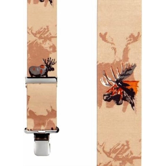 Suspender Store Novelty Moose Suspenders - 2-Inch Wide Elastic - Gator Clip - 3 Sizes