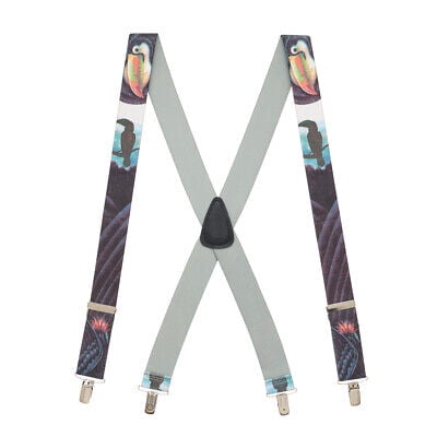 Suspender Store Novelty Toucan Suspenders - 1.5-Inch Wide Elastic - X-Back - Clip - 3 Sizes