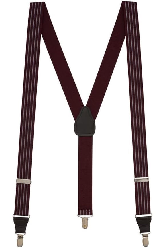 Suspender Store Pinstripe Pattern Suspenders - 1.25-Inch Wide Elastic - Y-Back - Clip - 4 Colors