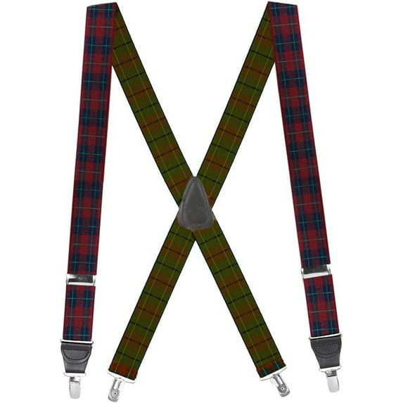 Suspender Store Plaid Dress Suspenders - 1.5-Inch Wide Elastic - Dressy Clip - 4 Colors & 3 Sizes