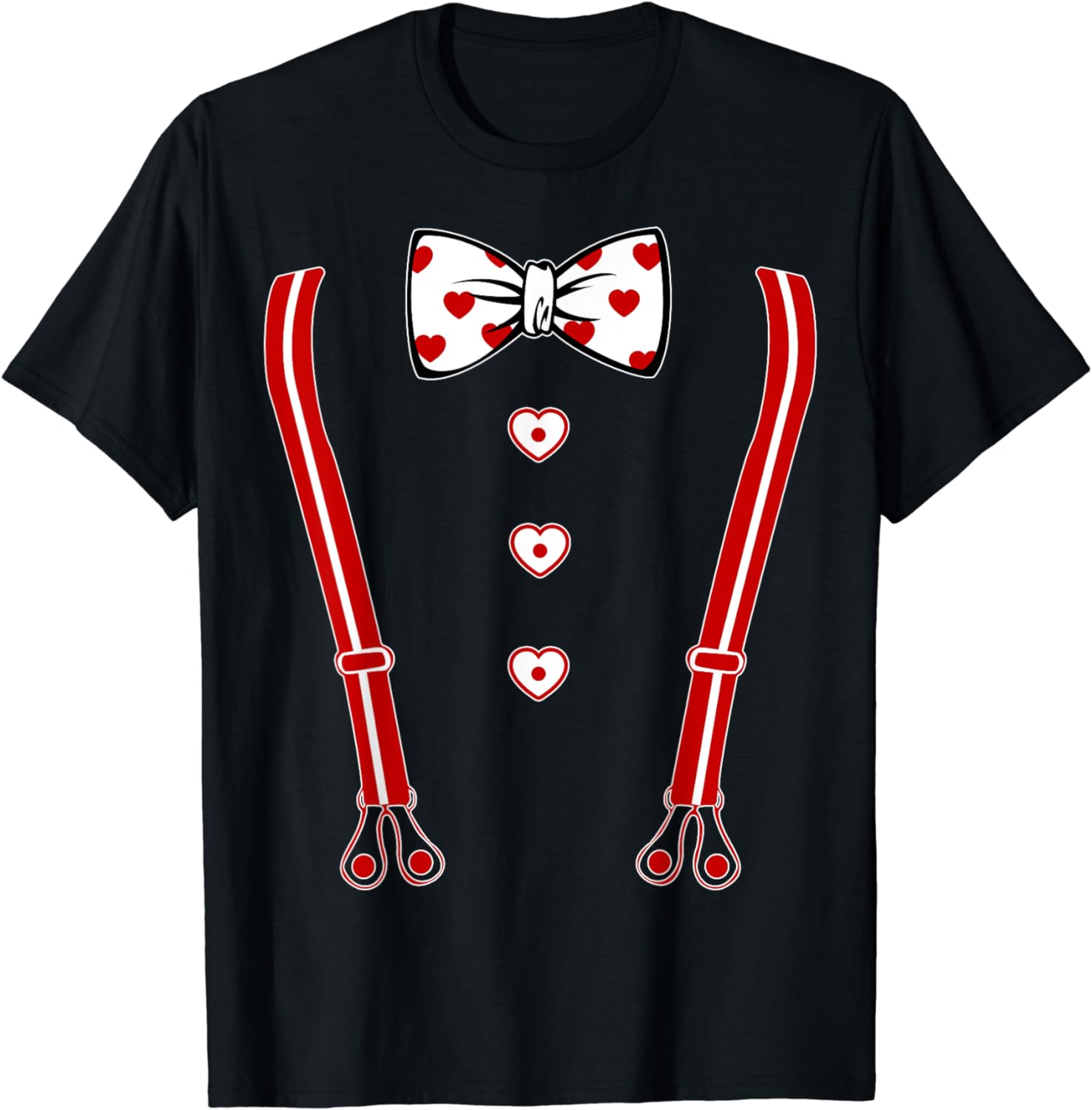 Suspender Valentines Day Cute Heart VDay Costume Boys Kids TShirt