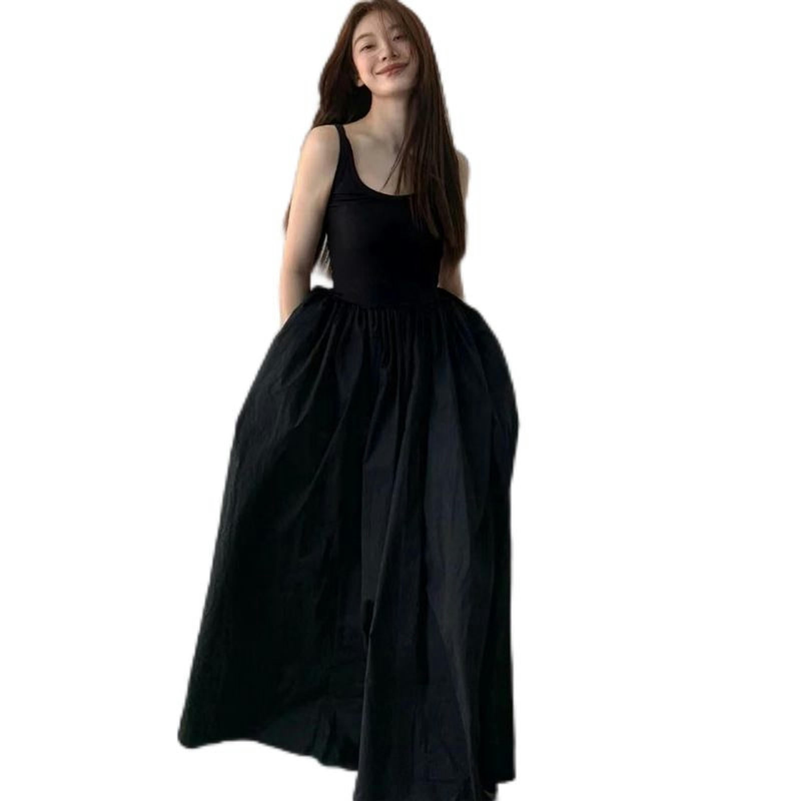Suspender dress for women, highend, slim, long skirt, black banquet